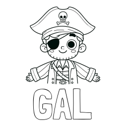 Online izdelana pobarvanka - Pobarvanka imena GAL in pobarvanka prijaznega gusarja