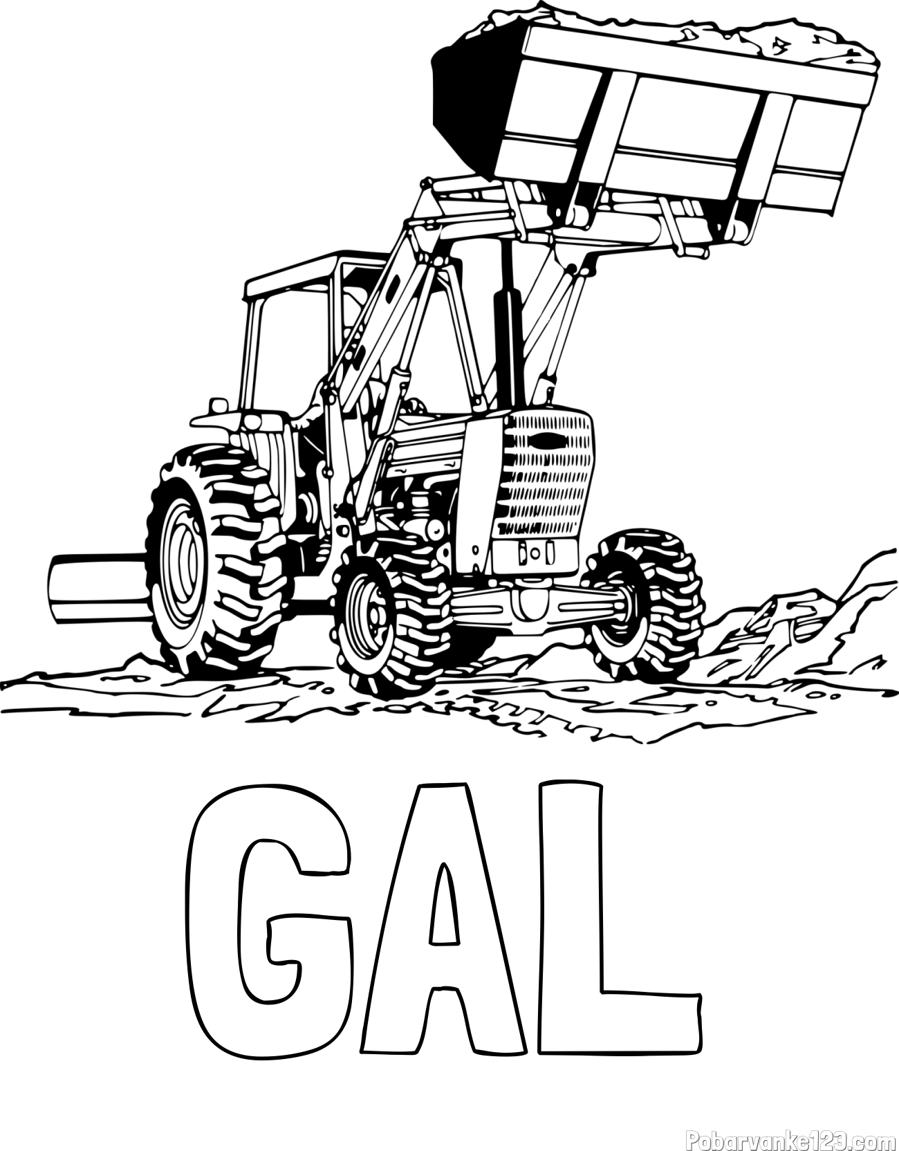 Pobarvanka imena GAL in pobarvanka velikega traktorja med prenosom zemljine