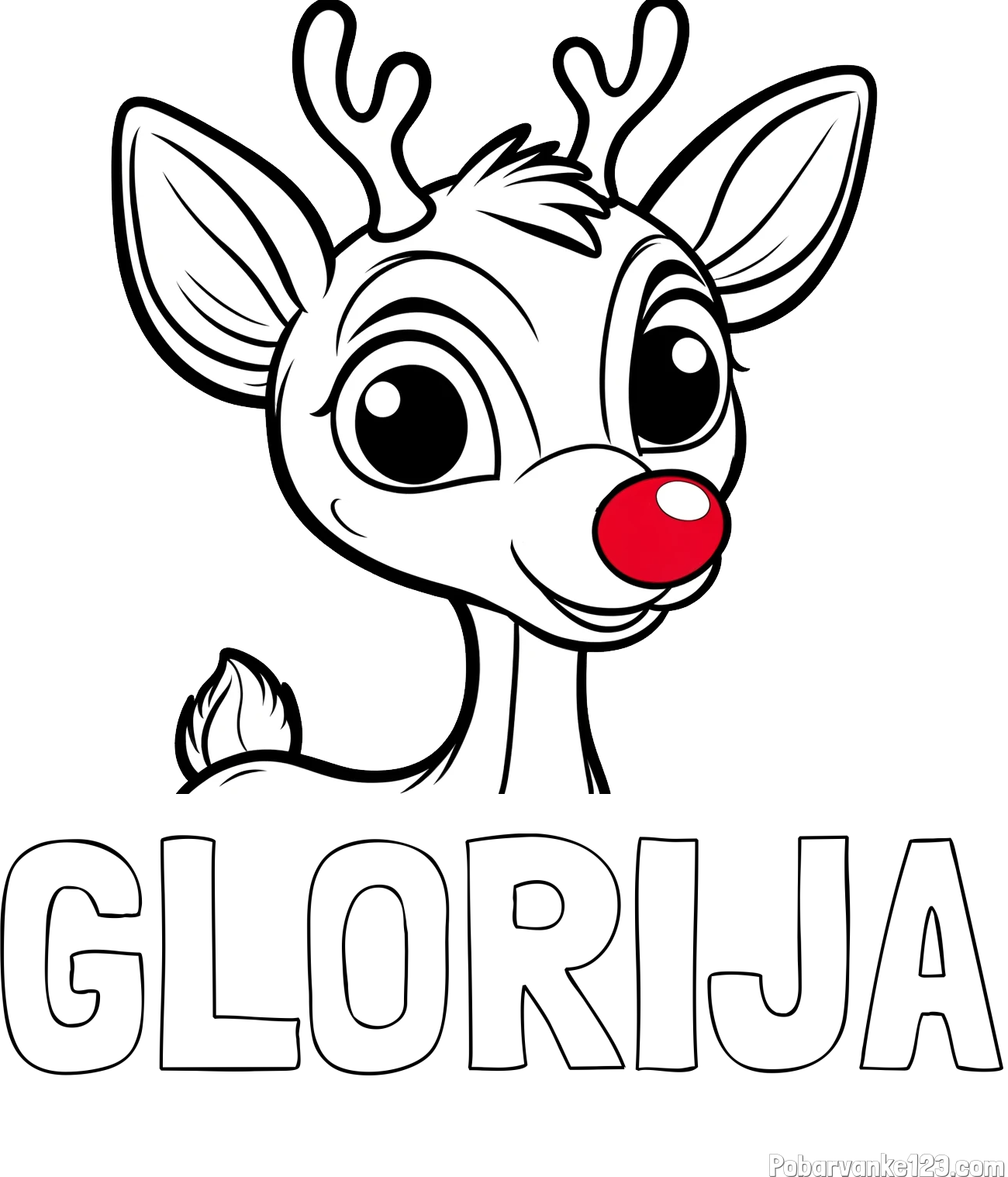 Pobarvanka imena GLORIJA in pobarvanka ljubkega jelenčka Rudolfa