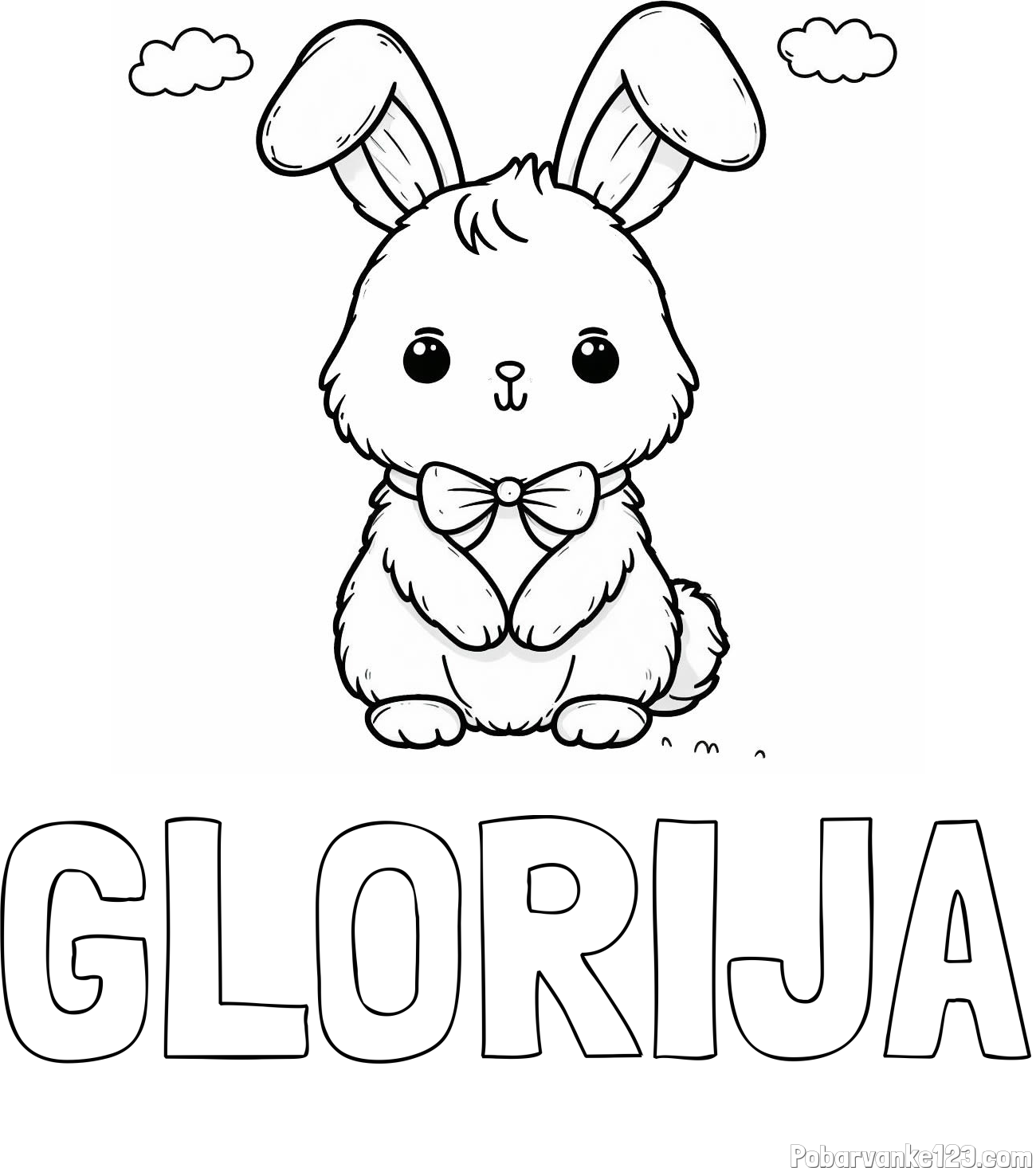 Pobarvanka imena GLORIJA in pobarvanka prikupnega zajčka