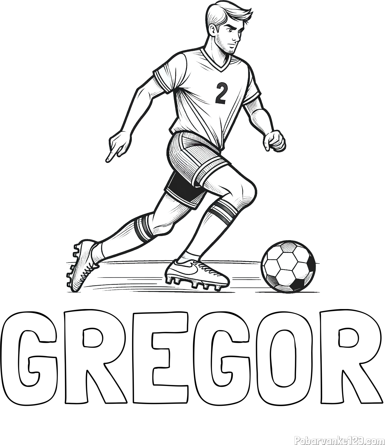 Pobarvanka imena GREGOR in pobarvanka nogometaša
