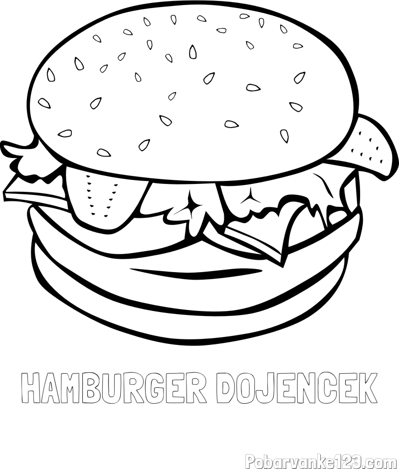Pobarvanka imena HAMBURGER DOJENČEK in pobarvanka hamburgerja