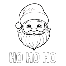 Online izdelana pobarvanka - Pobarvanka imena HO HO HO in pobarvanka ljubke božičkove glave