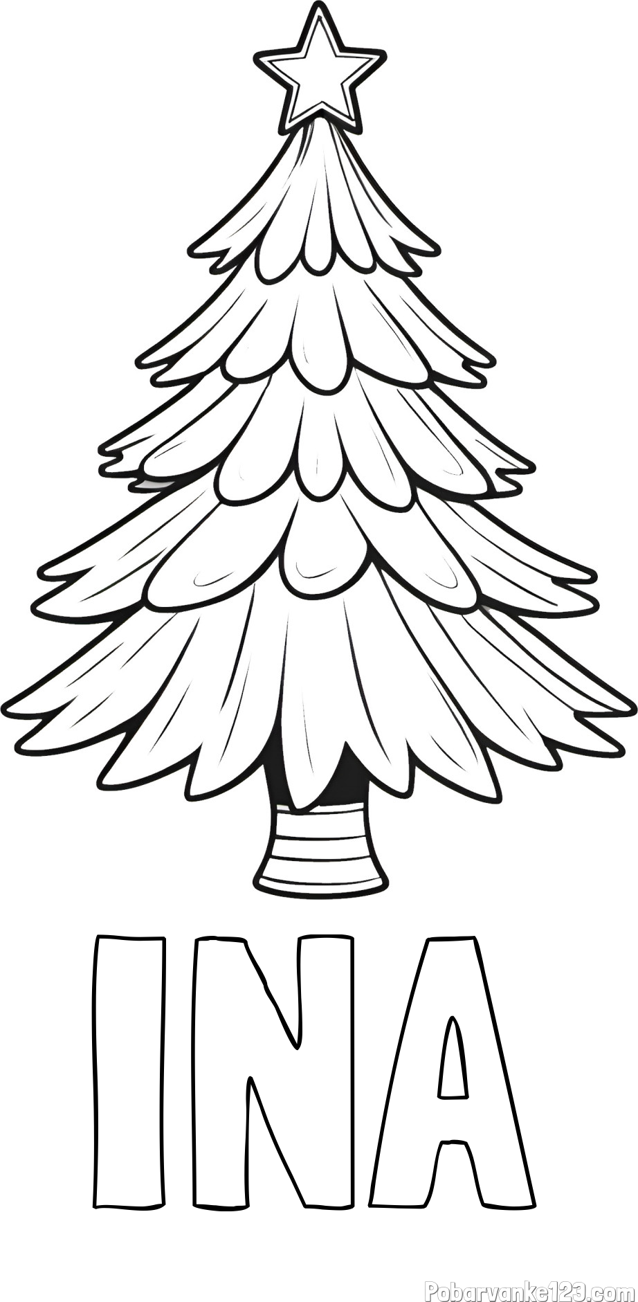 Pobarvanka imena INA in pobarvanka božične smreke z zvezdo