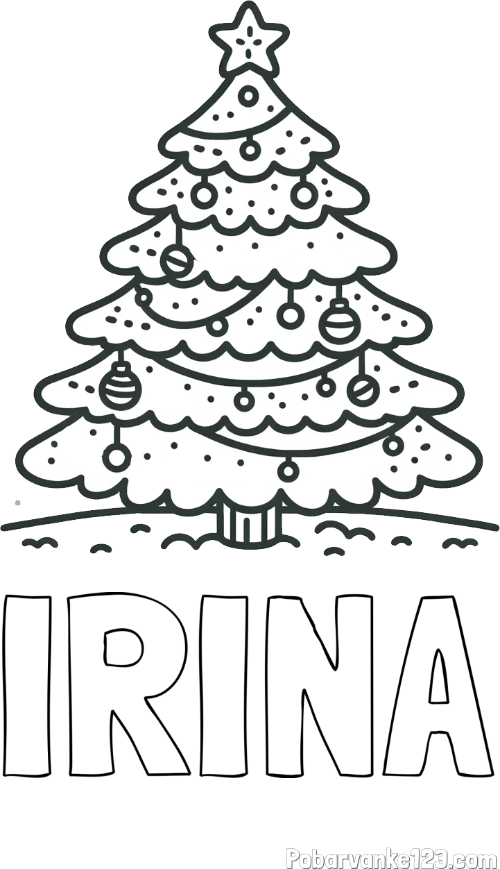 Pobarvanka imena IRINA in pobarvanka božičnega drevesa