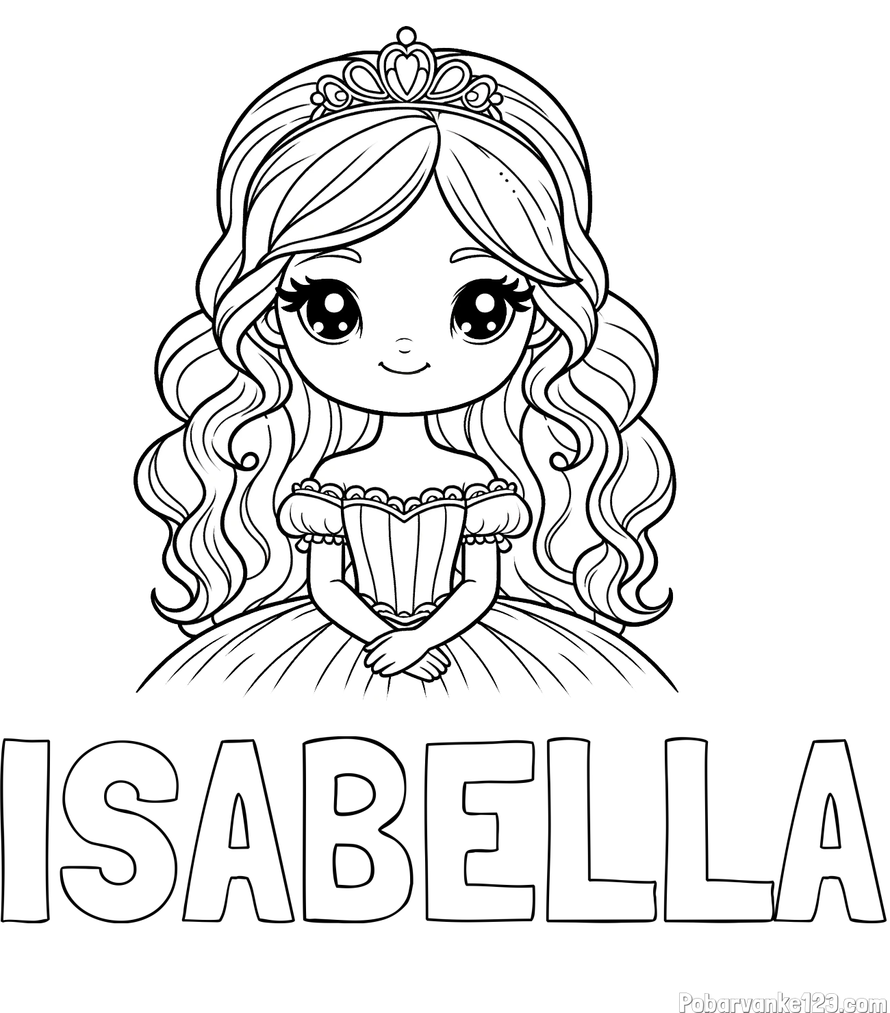 Pobarvanka imena ISABELLA in pobarvanka ljubke princese