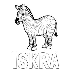 Online izdelana pobarvanka - Pobarvanka imena ISKRA in pobarvanka ljubke zebre