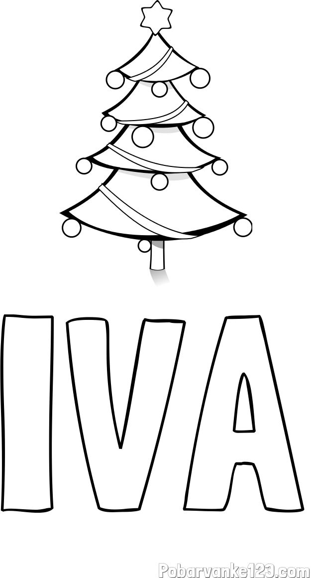 Pobarvanka imena IVA in božična smreka