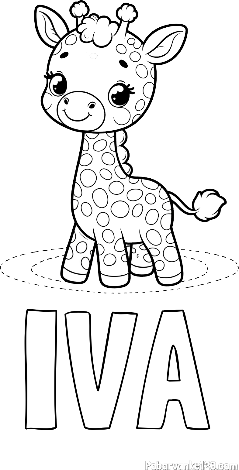 Pobarvanka imena IVA in pobarvanka žirafe