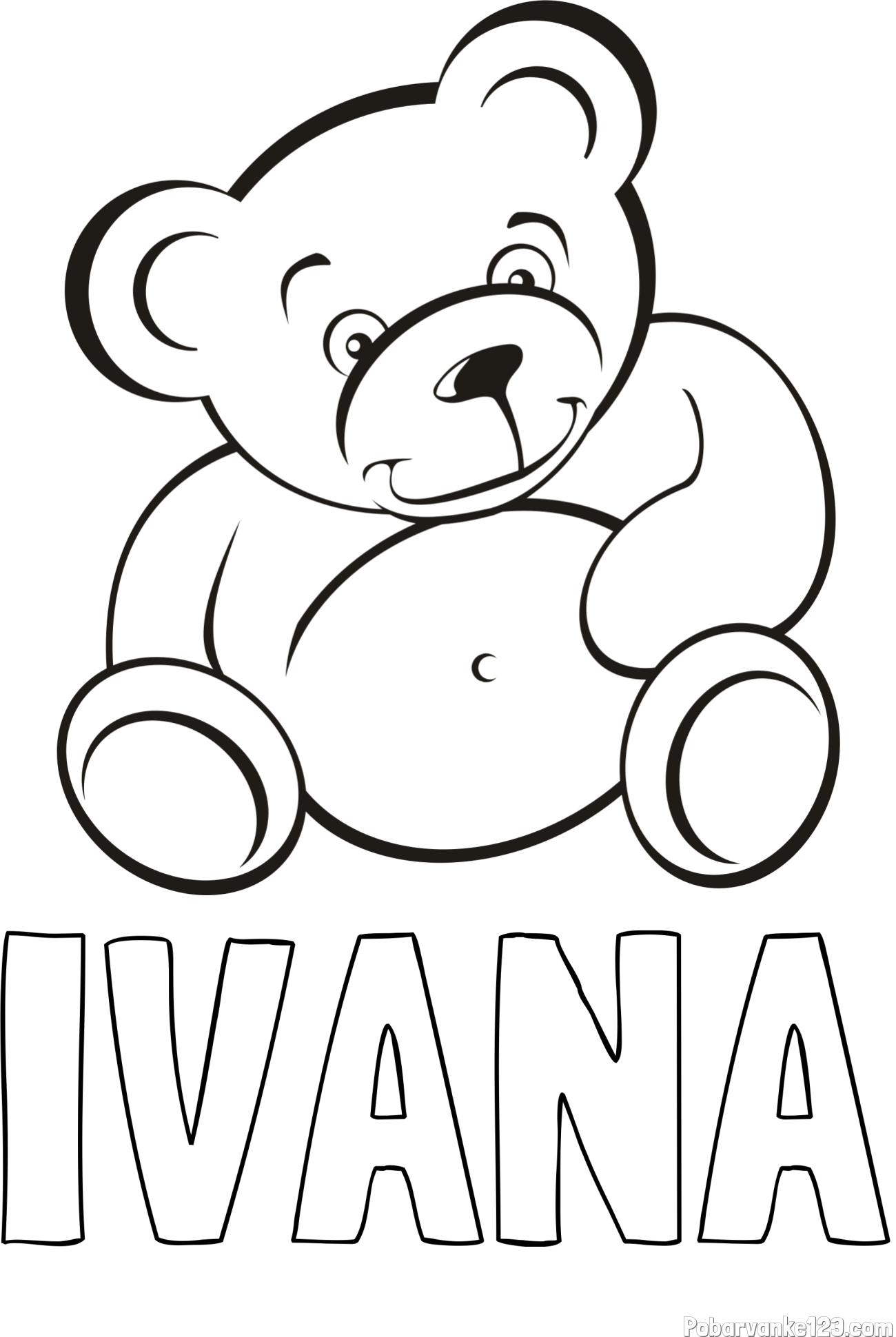 Pobarvanka imena IVANA in pobarvanka medvedka