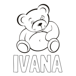 Online izdelana pobarvanka - Pobarvanka imena IVANA in pobarvanka medvedka