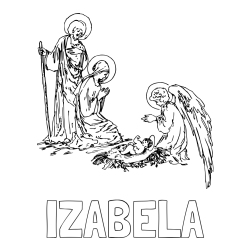 Online izdelana pobarvanka - Pobarvanka imena IZABELA in pobarvanka angela in Jezusa