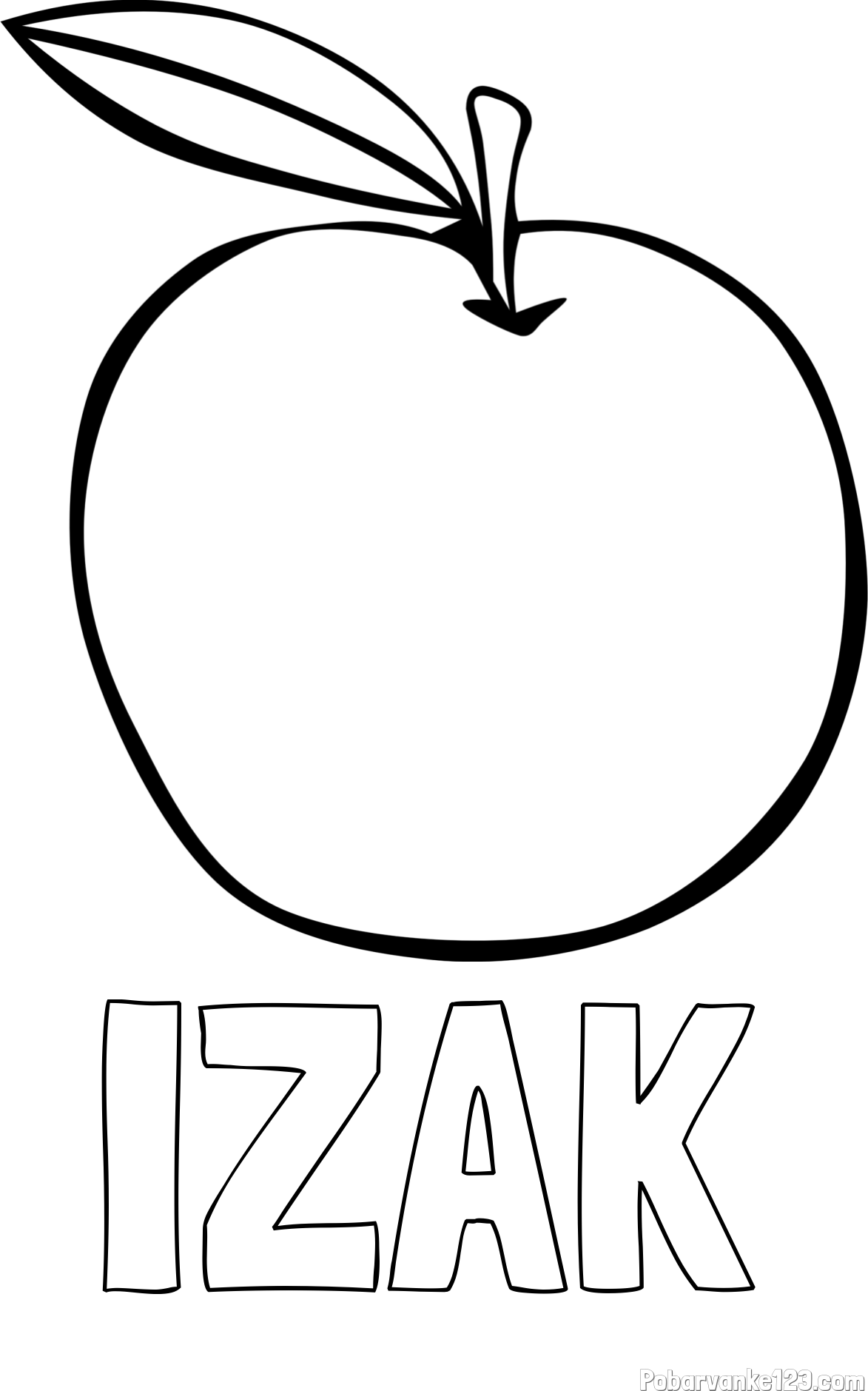 Pobarvanka imena IZAK in otroška pobarvanka jabolke