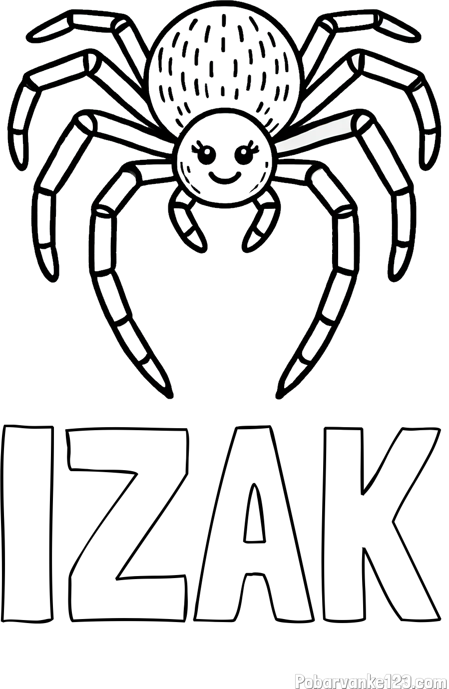 Pobarvanka imena IZAK in pobarvanka veselega pajka
