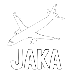 Online izdelana pobarvanka - Pobarvanka imena JAKA in pobarvanka velikega aviona