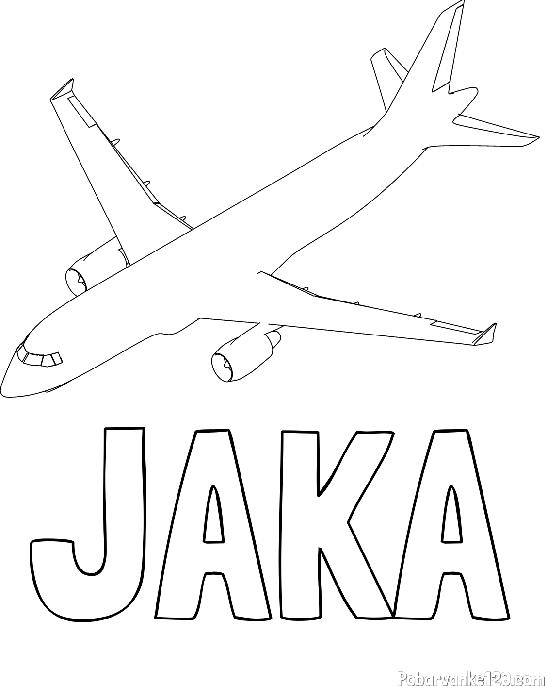 Pobarvanka imena JAKA in pobarvanka velikega aviona