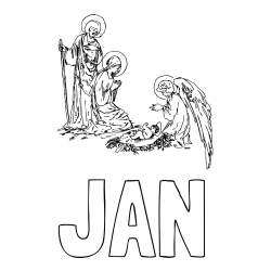 Online izdelana pobarvanka - Pobarvanka imena JAN in pobarvanka angela in Jezusa