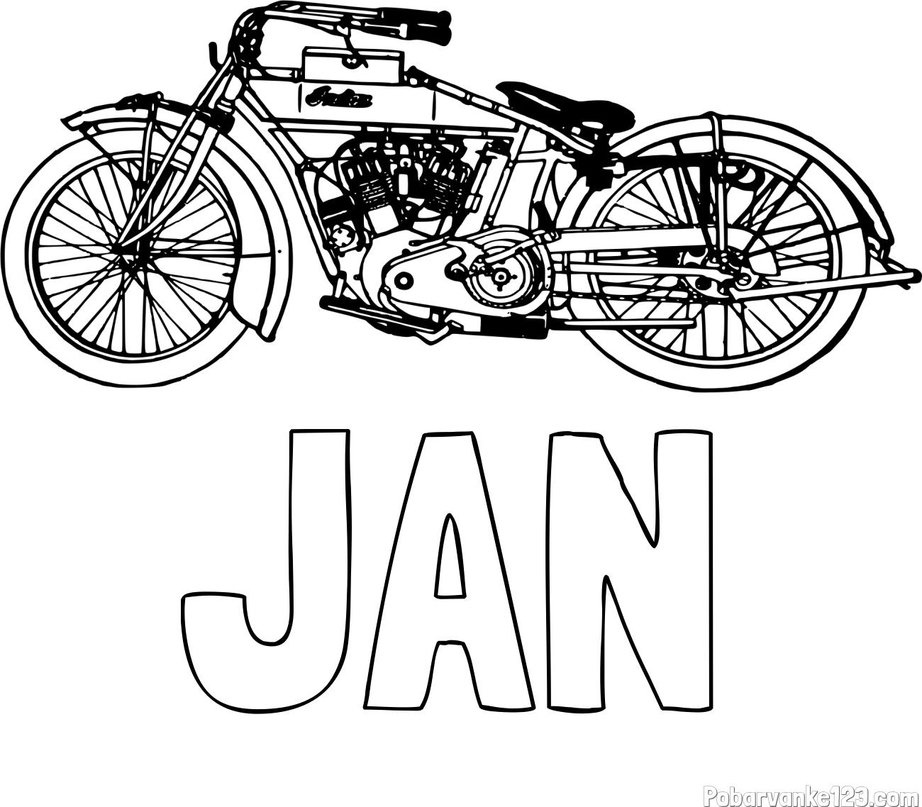 Pobarvanka imena JAN in pobarvanka starega motorja