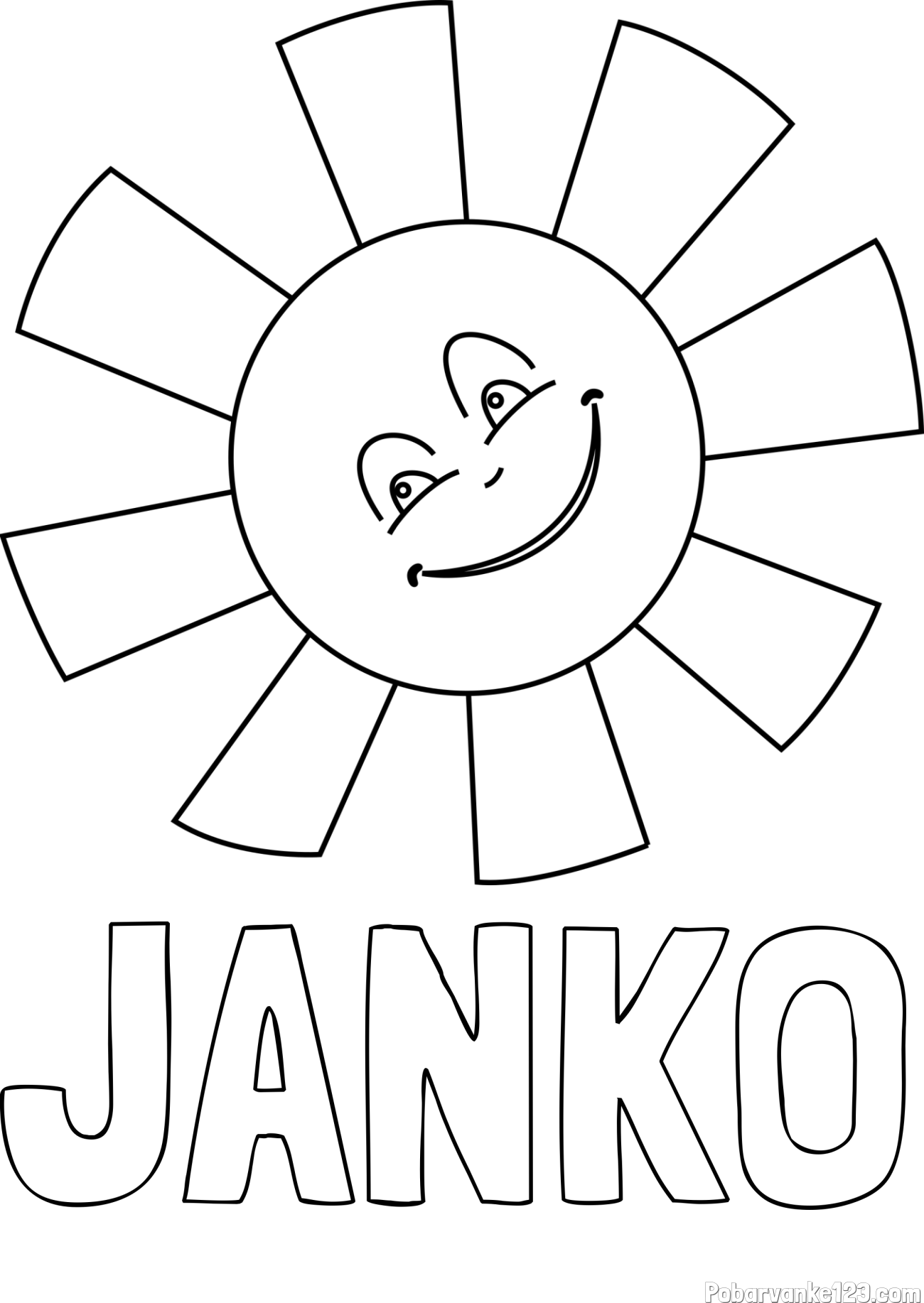 Pobarvanka imena JANKO in pobarvanka ljubkega sonca