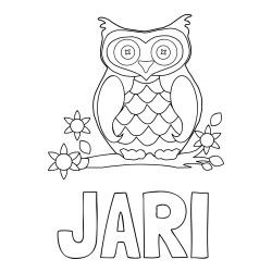 Online izdelana pobarvanka - Pobarvanka imena JARI in pobarvanka sove