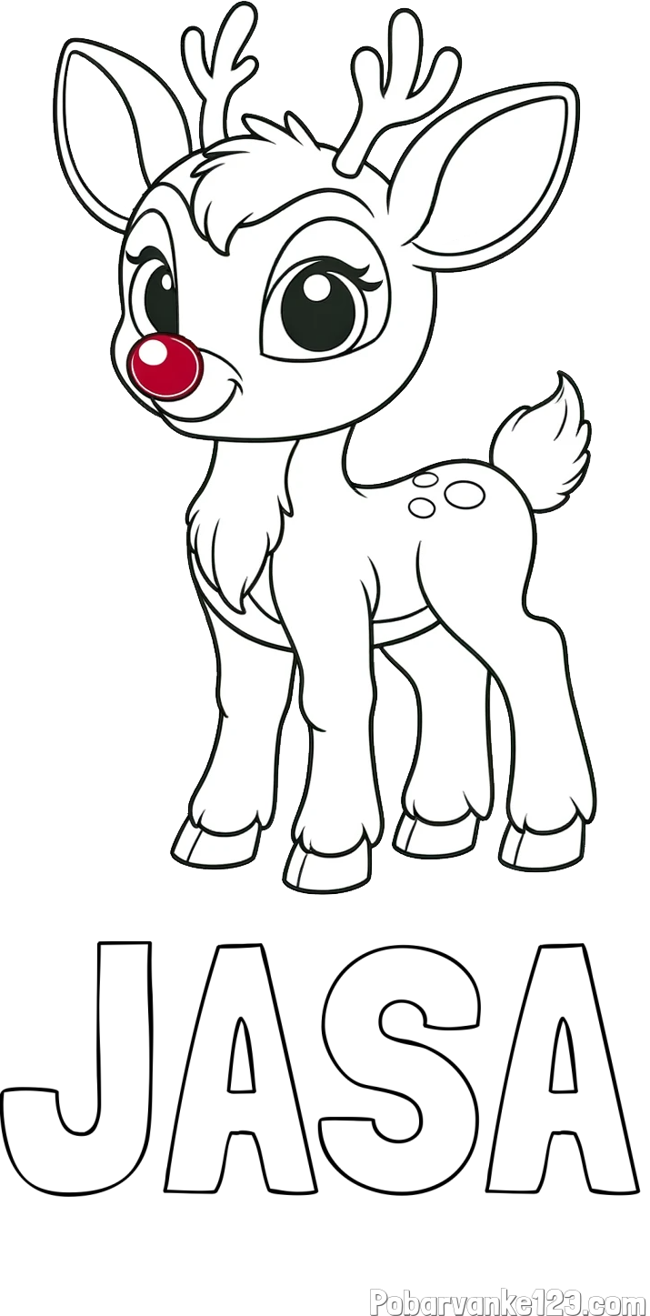Pobarvanka imena JAŠA in pobarvanka nasmejanega jelenčka Rudolfa