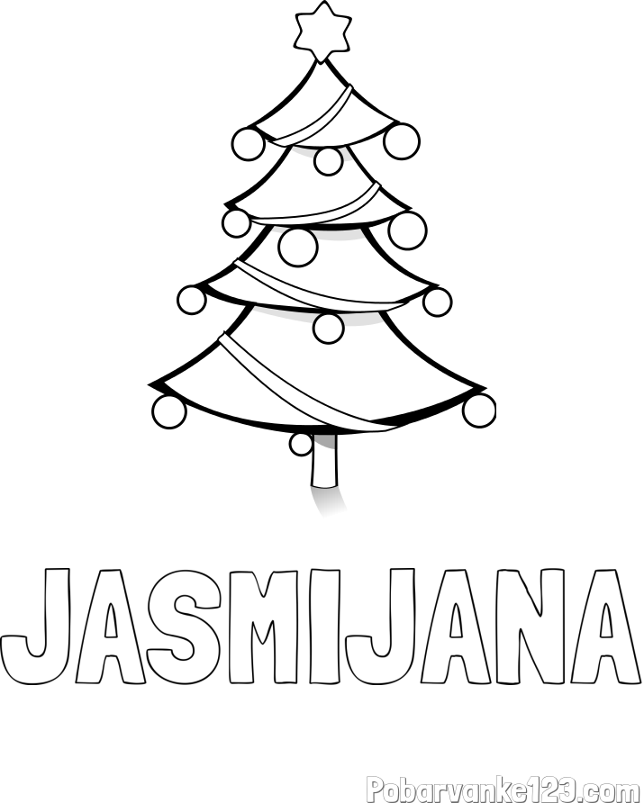 Pobarvanka imena JASMIJANA in božična smreka