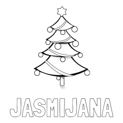 Online izdelana pobarvanka - Pobarvanka imena JASMIJANA in božična smreka