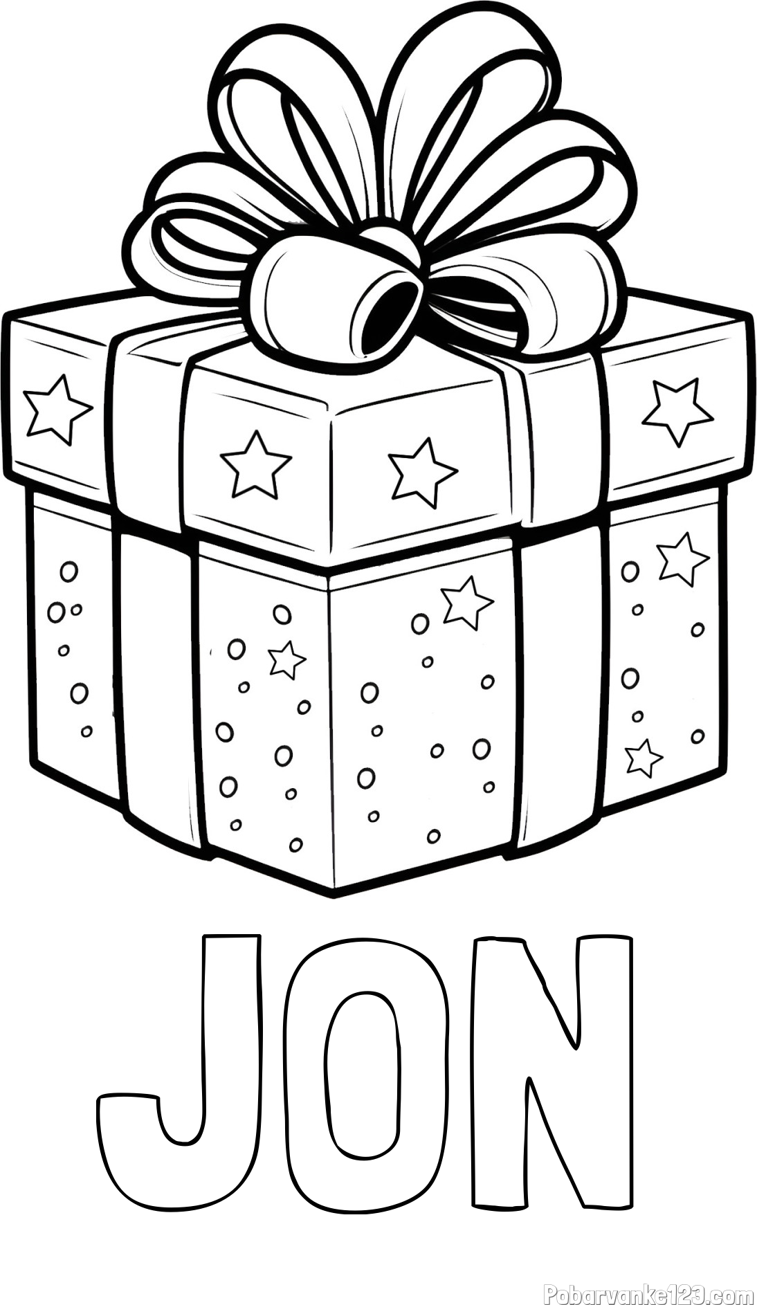 Pobarvanka imena JON in pobarvanka božičnega darila