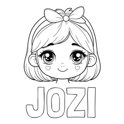 Online izdelana pobarvanka - Pobarvanka imena JOŽI in pobarvanka obraza ljubke punčke