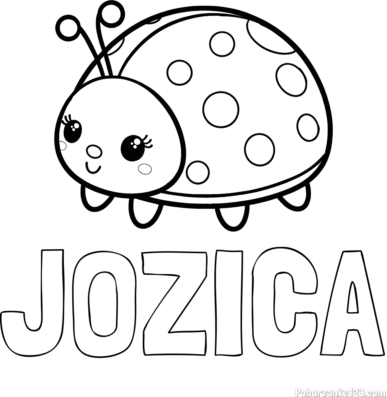 Pobarvanka imena JOŽICA in pobarvanka ljubke pikapolonice