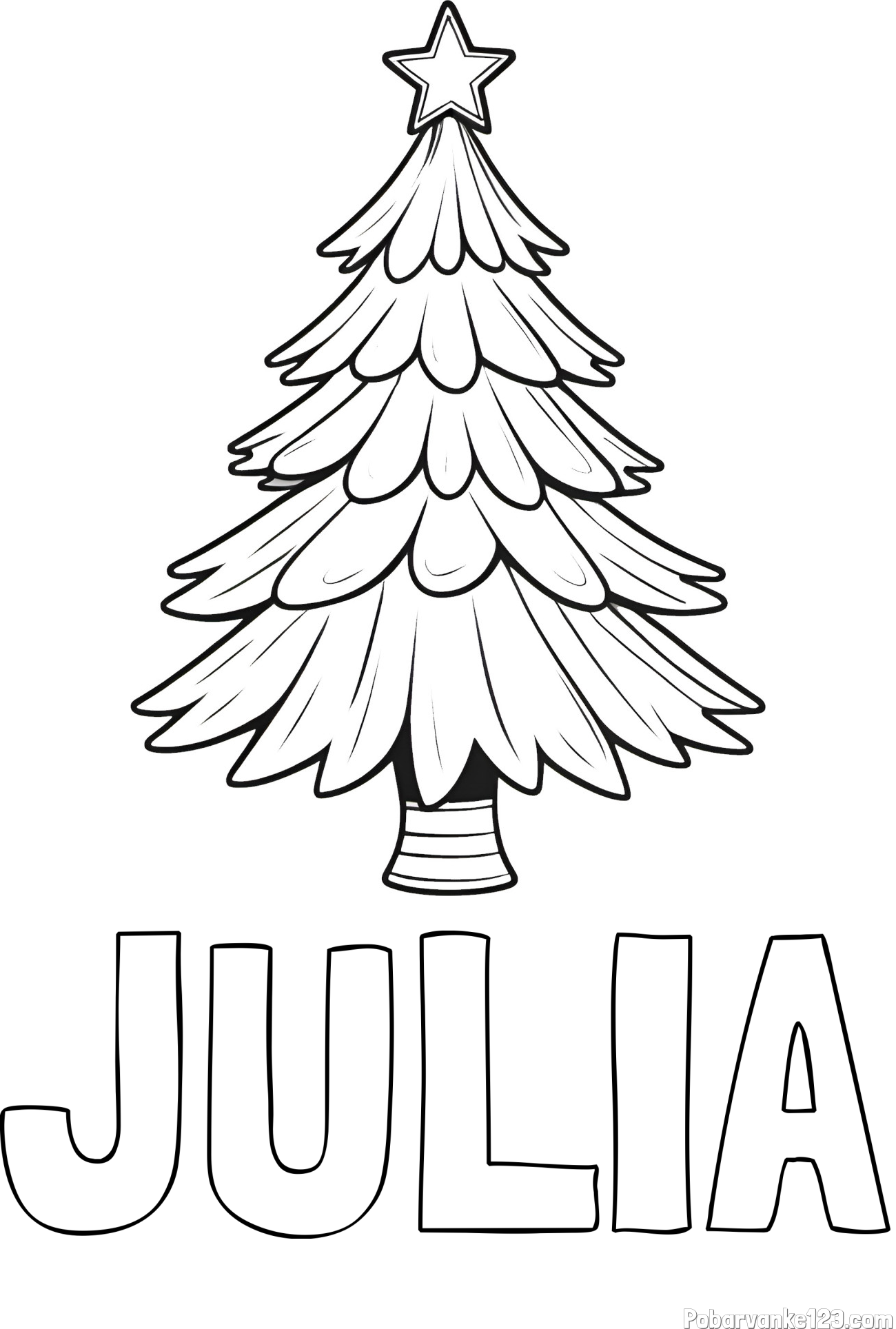 Pobarvanka imena JULIA in pobarvanka božične smreke z zvezdo