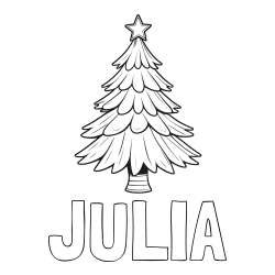 Online izdelana pobarvanka - Pobarvanka imena JULIA in pobarvanka božične smreke z zvezdo