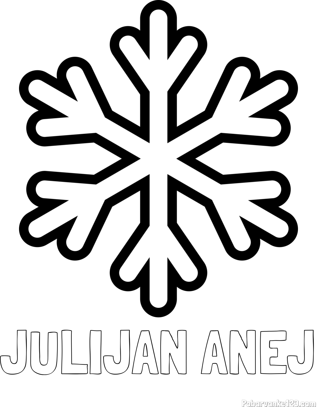 Pobarvanka imena JULIJAN ANEJ in pobarvanka enostavne snežinke