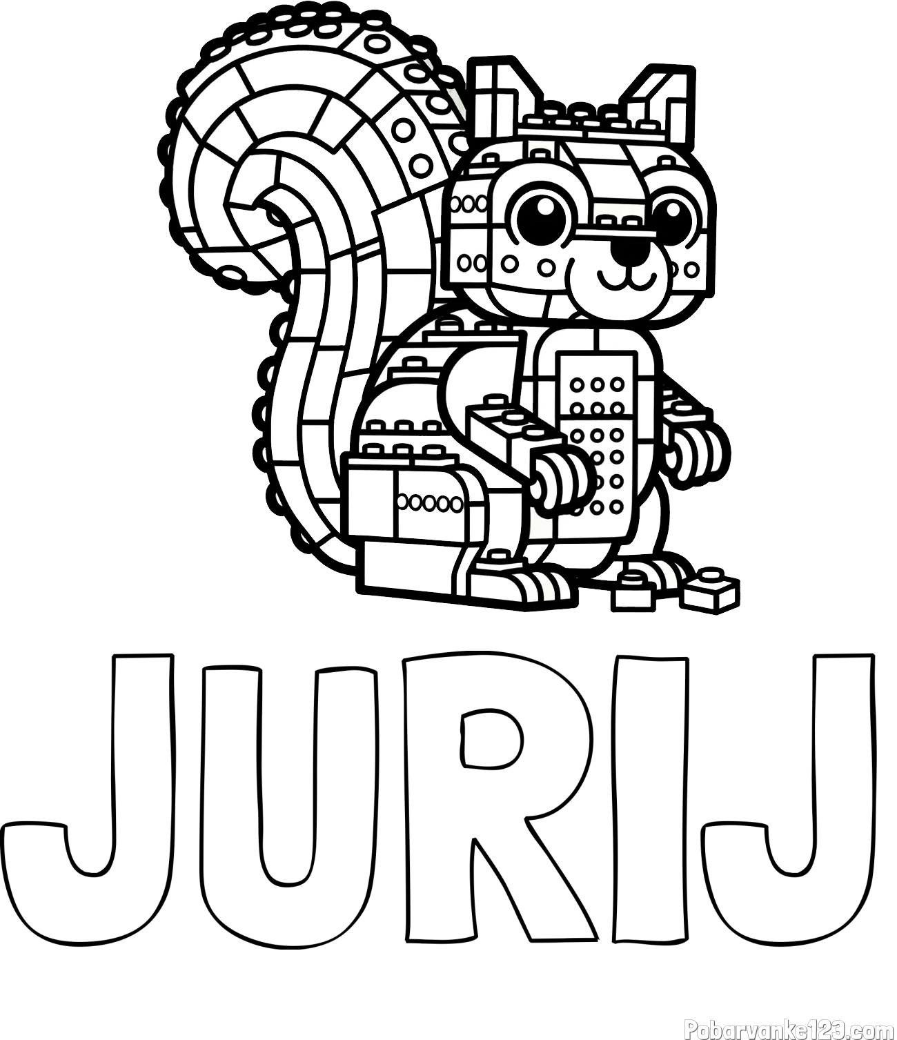 Pobarvanka imena JURIJ in pobarvanka LEGO veverice