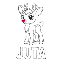 Online izdelana pobarvanka - Pobarvanka imena JUTA in pobarvanka nasmejanega jelenčka Rudolfa