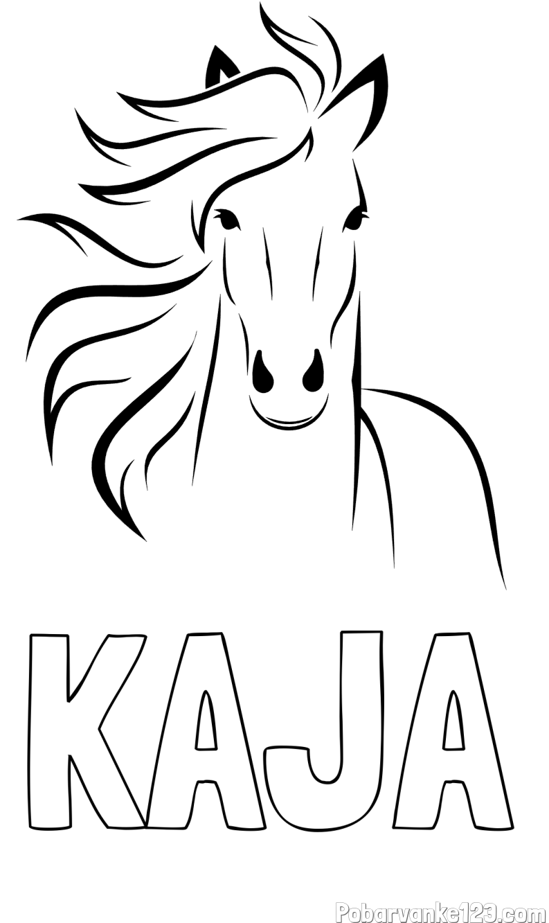 Pobarvanka imena KAJA in lepa pobarvanka konja