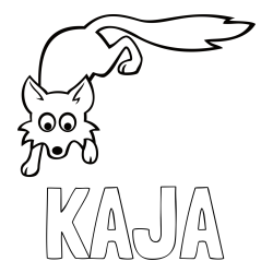 Online izdelana pobarvanka - Pobarvanka imena KAJA in otroška pobarvanka ljubke lisičke