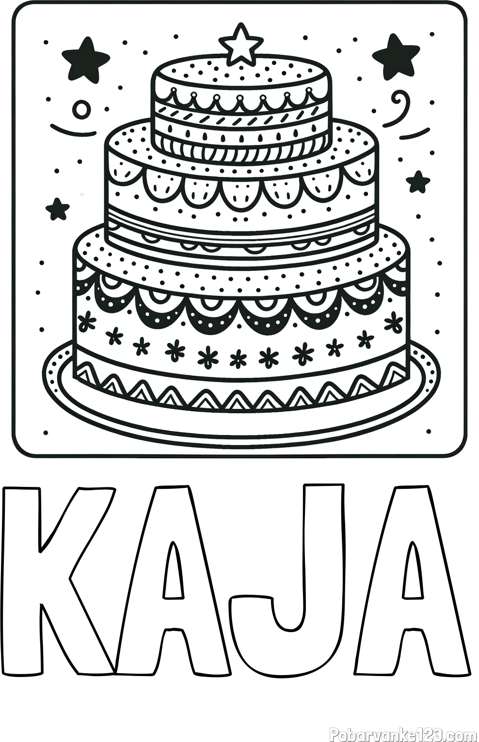 Pobarvanka imena KAJA in pobarvanka slastne torte