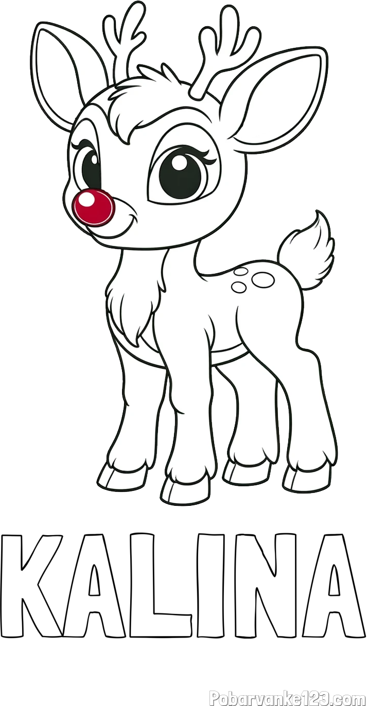 Pobarvanka imena KALINA in pobarvanka nasmejanega jelenčka Rudolfa