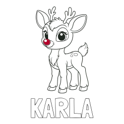 Pobarvanka imena KARLA in pobarvanka nasmejanega jelenčka Rudolfa