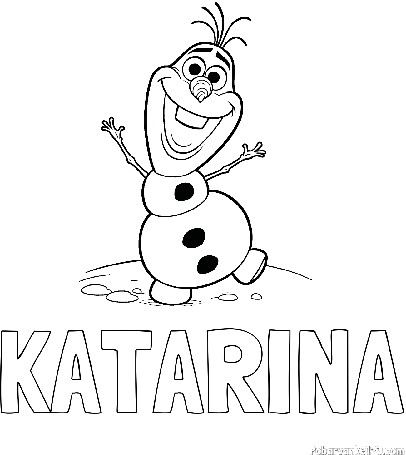 Pobarvanka imena KATARINA in pobarvaka lubkega snežaka Olaf