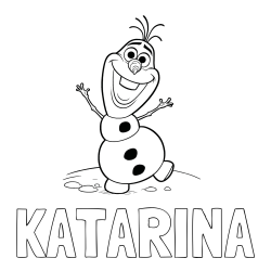 Online izdelana pobarvanka - Pobarvanka imena KATARINA in pobarvaka lubkega snežaka Olaf