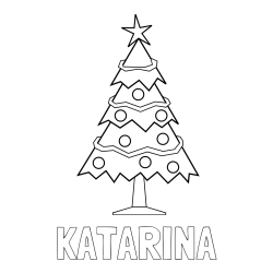 Online izdelana pobarvanka - Pobarvanka imena KATARINA in pobarvanka božične smrečice