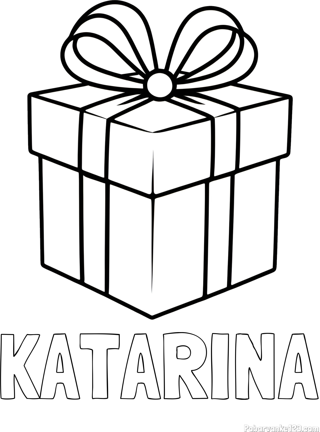 Pobarvanka imena KATARINA in pobarvanka preprostega darila