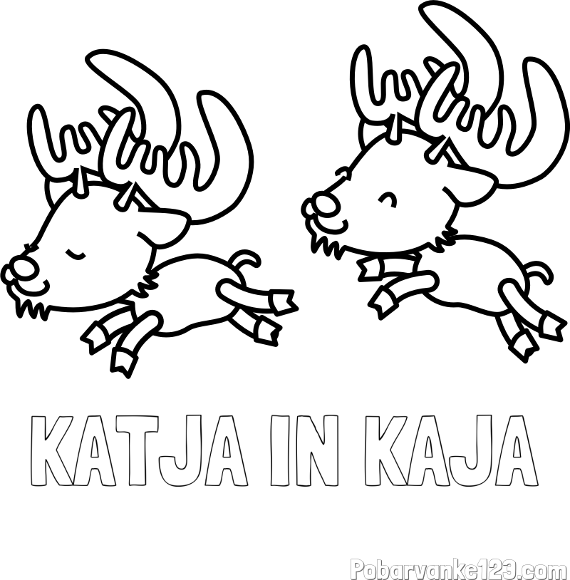 Pobarvanka imena KATJA IN KAJA in jelenčka