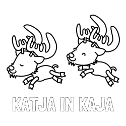 Online izdelana pobarvanka - Pobarvanka imena KATJA IN KAJA in jelenčka