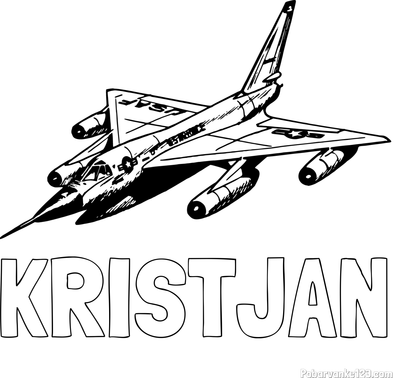 Pobarvanka imena KRISTJAN in pobarvanka vojaškega lovca