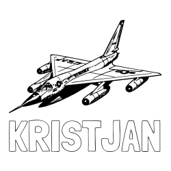Online izdelana pobarvanka - Pobarvanka imena KRISTJAN in pobarvanka vojaškega lovca