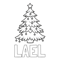 Online izdelana pobarvanka - Pobarvanka imena LAEL in pobarvanka božične jelke z božično zvezdico in bunkicami