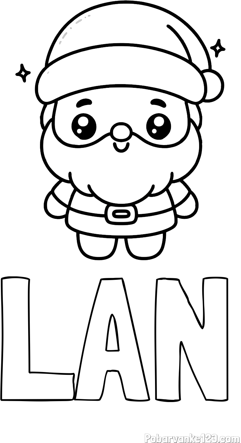 Pobarvanka imena LAN in enostavna otroška pobarvanka Božička